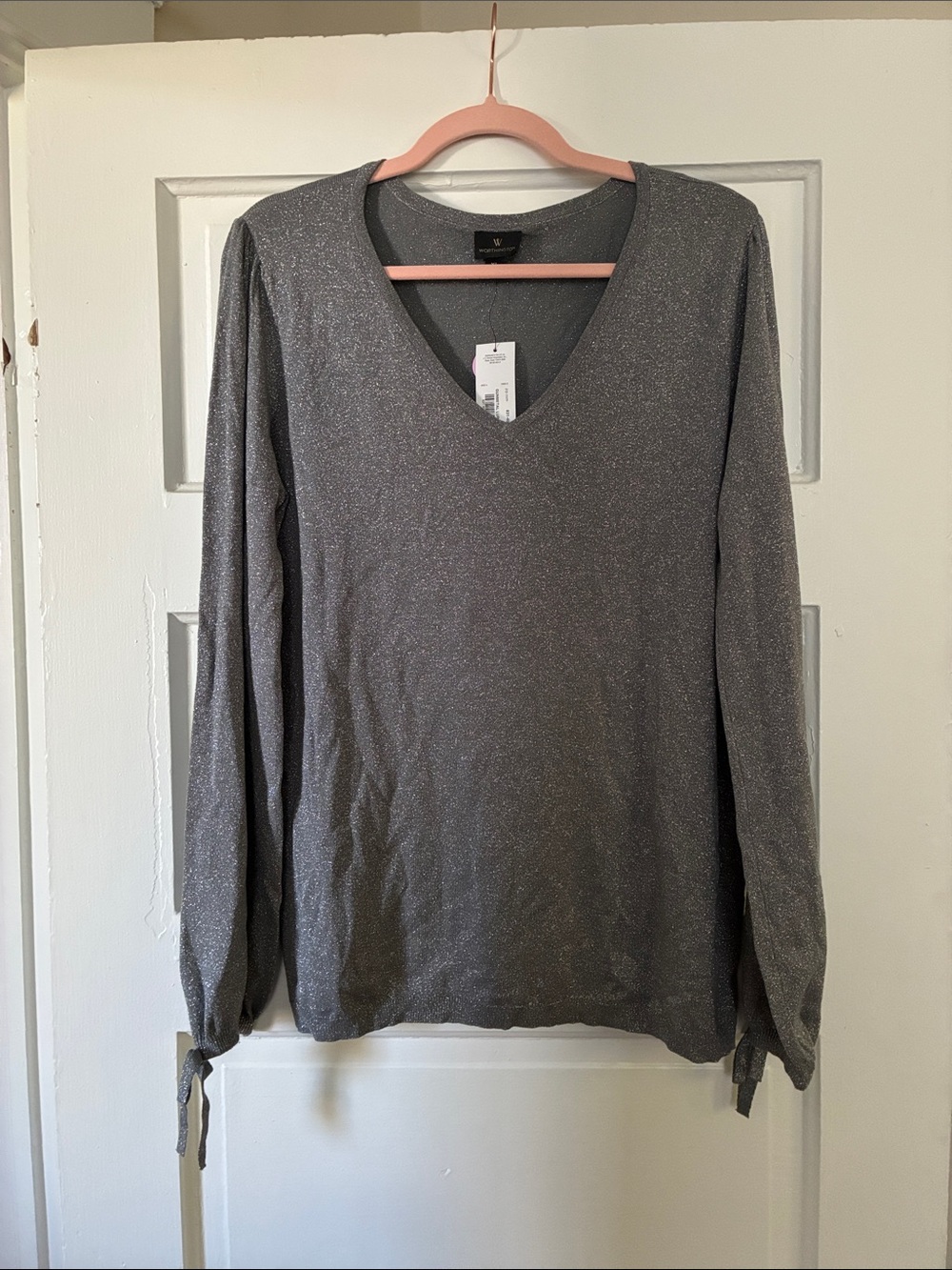 NWT silver shimmer long sleeve blouse from Worthington